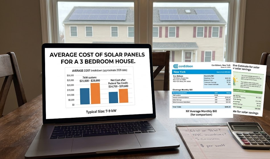 Average Cost of Solar Panels for a 3 Bedroom House